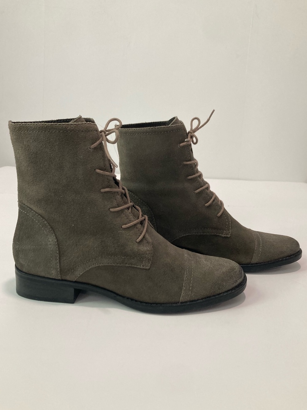 J.Jill Grey Suede Lace Up Low Heel Boots 8M
